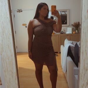 Ronny kobo Izel Asymmetric Striped Mini Dress